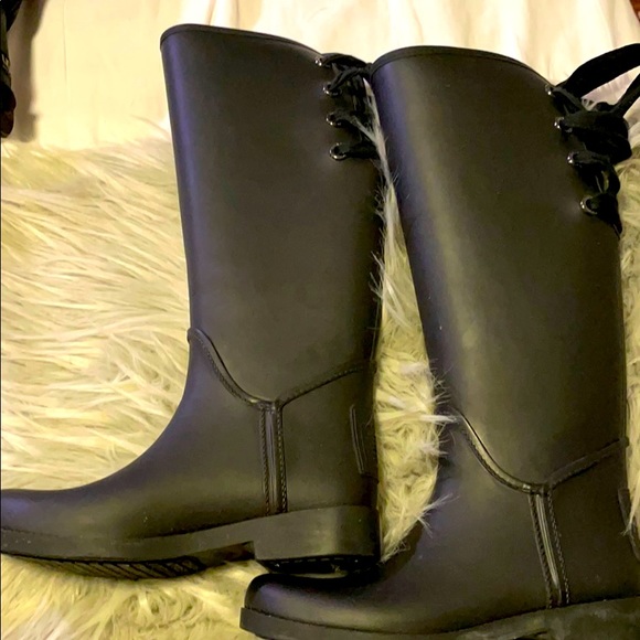 Coach rain boots. Matte black. Worn once